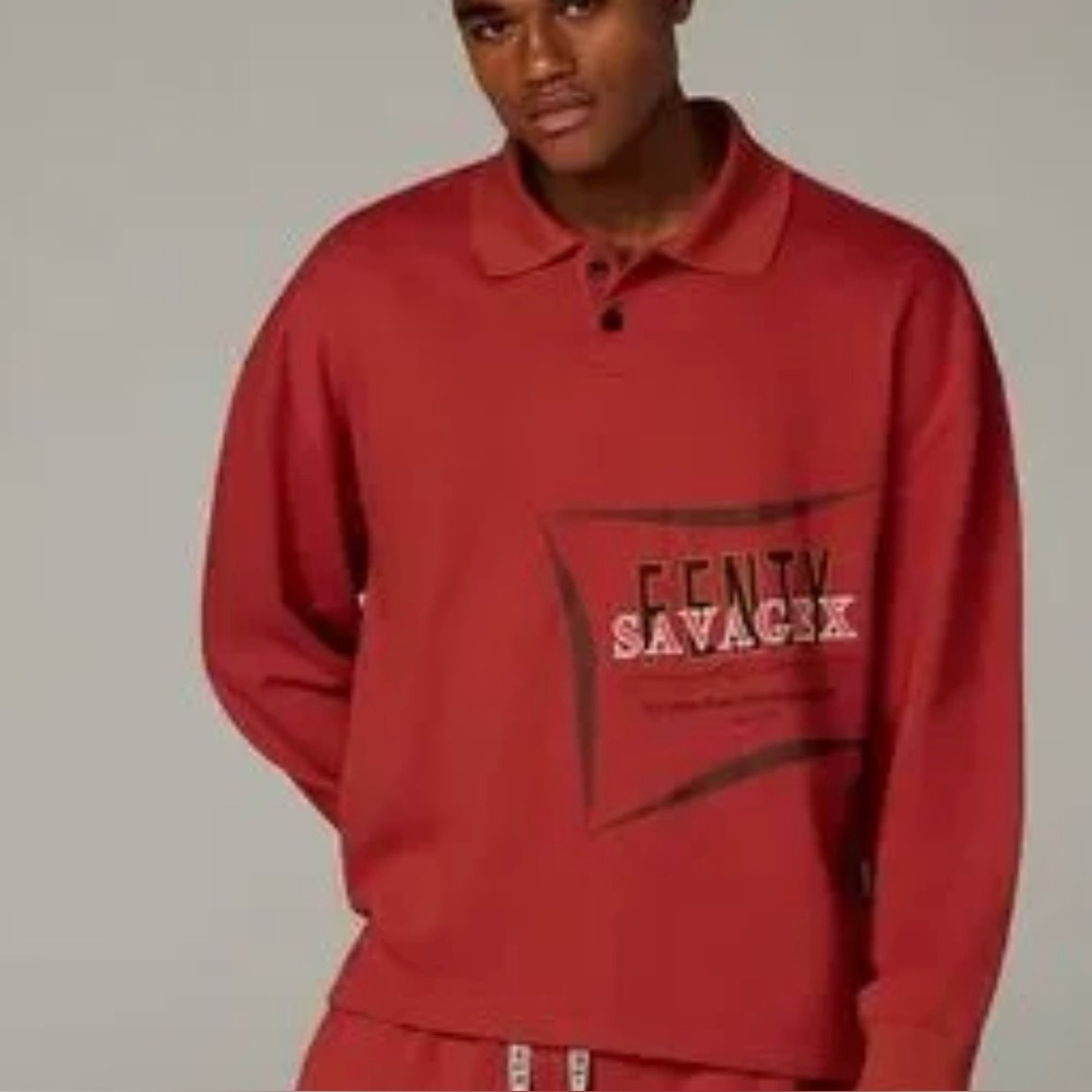 Savage X Fenty Red Men’s Polo Sweatshirt